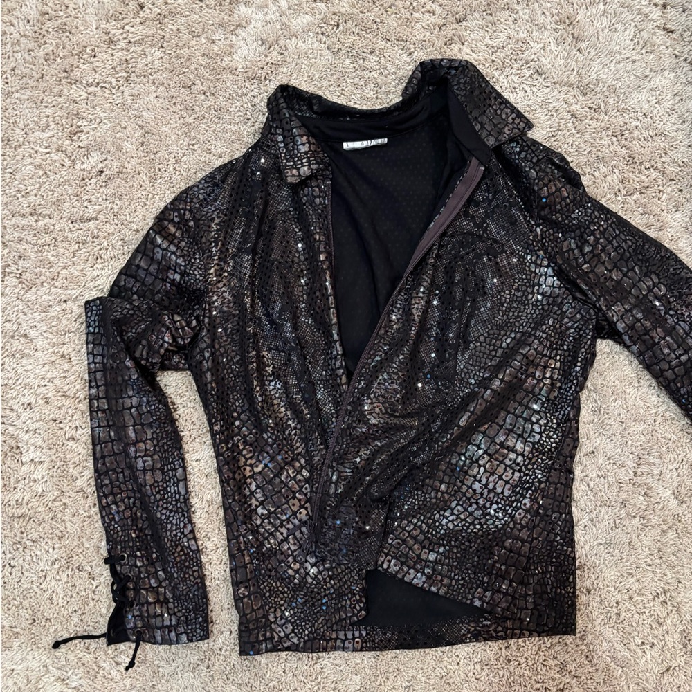 Joseph Ribkoff Sequin Crocodile Pattern Jacket - Picture 7 of 12